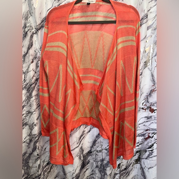 Vintage Y2K Say What Aztec print design BOHO Kimono Cardigan Pink  fairycore - Picture 1 of 5